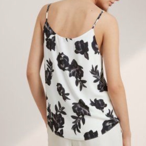 Aritzia Babaton Everly Camisole White Black Floral V-Neck Tank Top - Picture 2 of 16